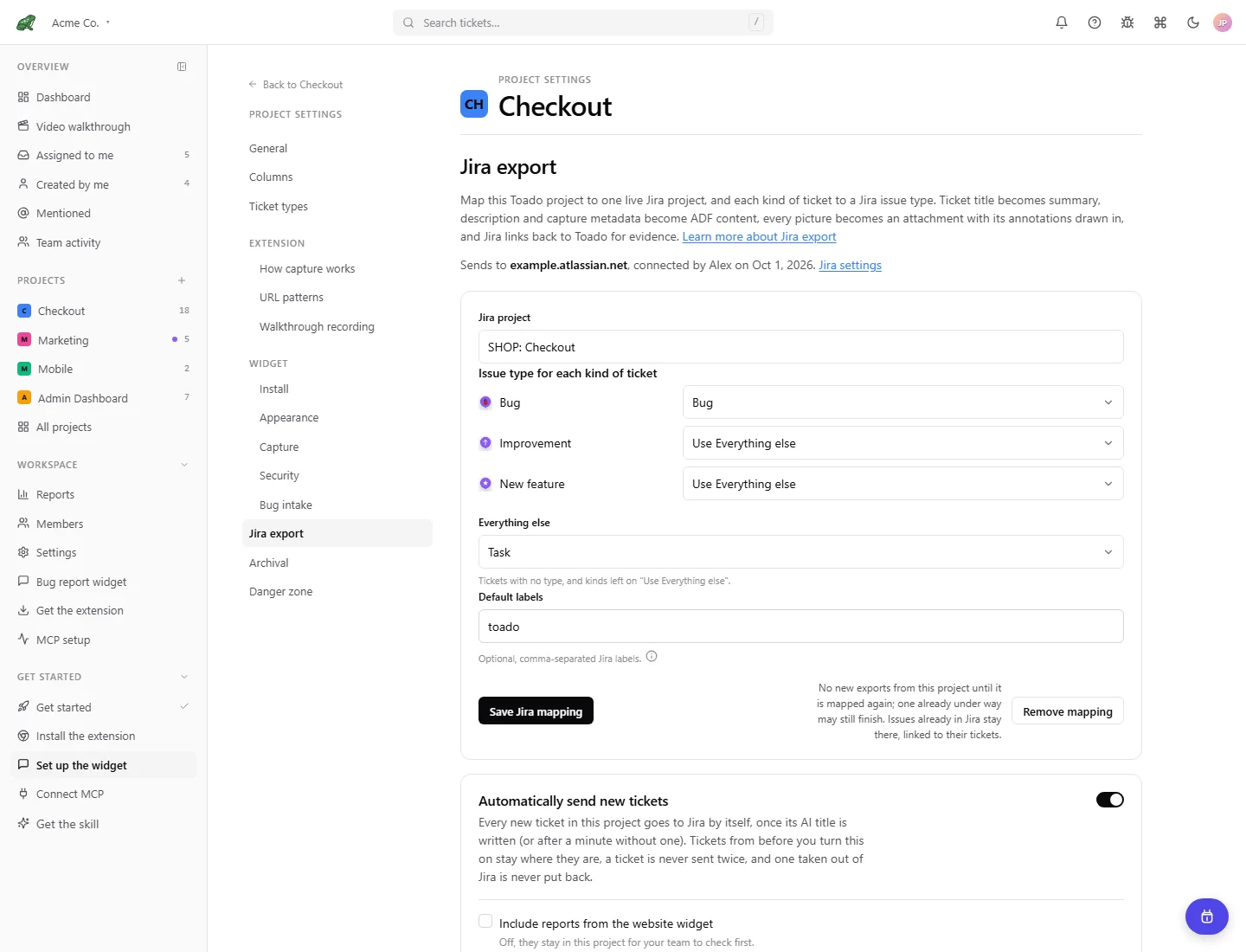 Jira project mapping